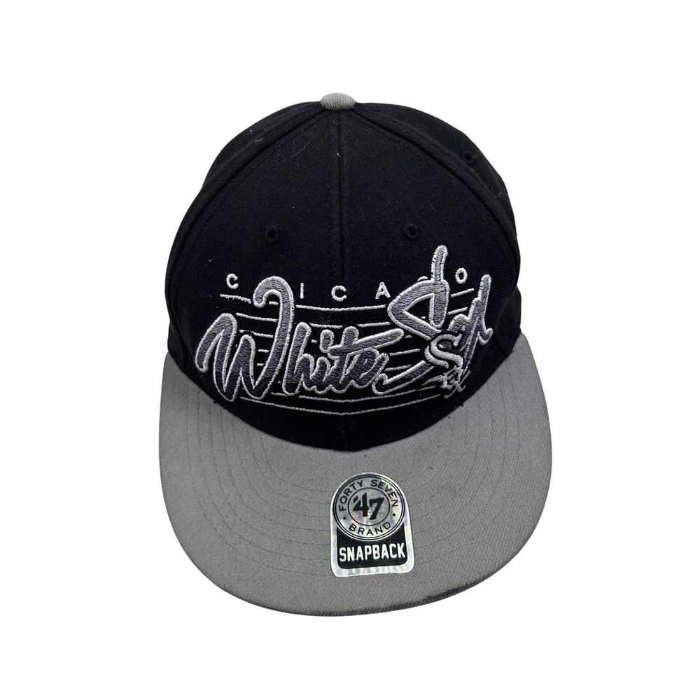 '47 Brand Chicago White Sox Hat OSFM Black Grey Snapback MLB Mens
